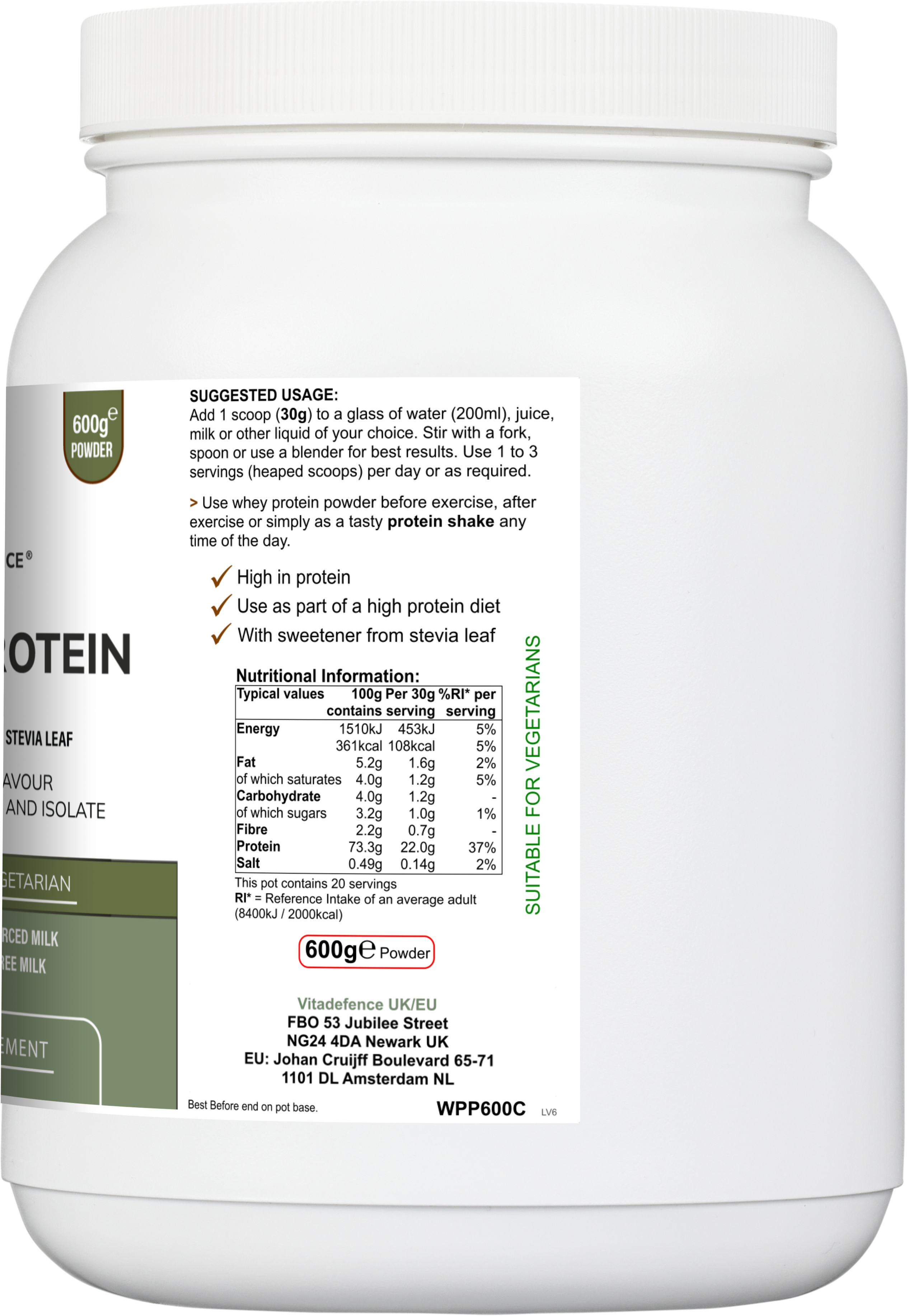 Whey Protein Multi | Chocolate Flavour Protein Powder with Stevia – 600 g